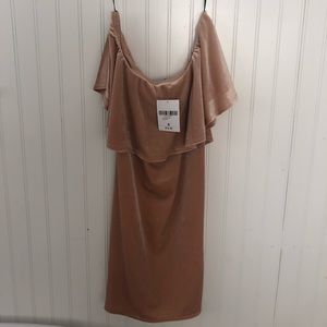 off-the-shoulder velvet mini dress